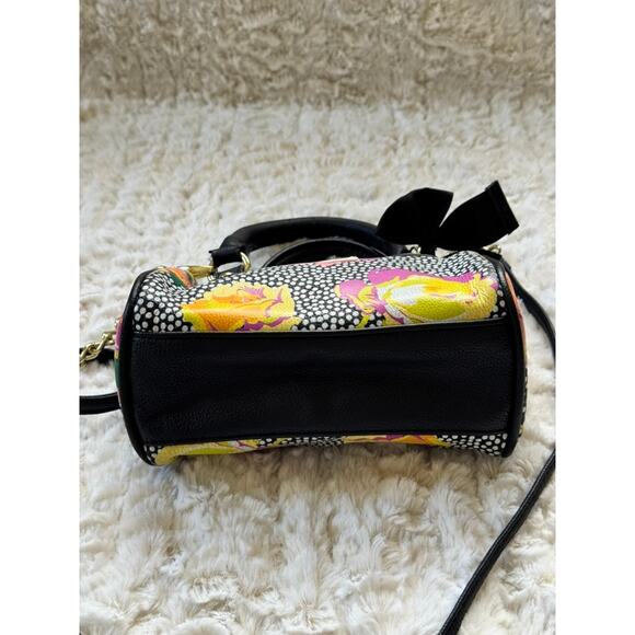 BETSY JOHNSON Mini Floral and Black White Polka Dot Satchel Crossbody Handbag - Picture 3 of 16